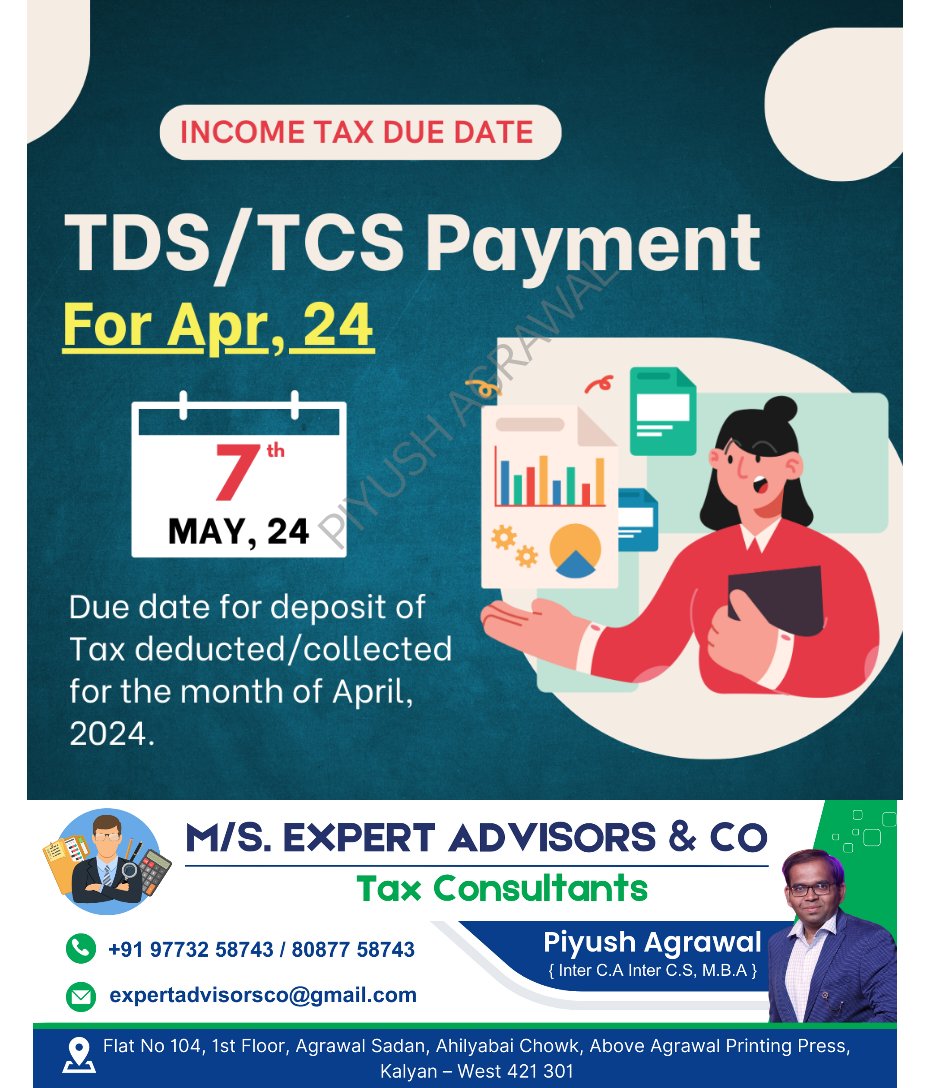 Piyush_Agrawals's tweet image. TDS/TCS Payment #TaxCompliance
#TDS
#TCSPayment
#IncomeTaxIndia
#TaxFiling
#FinanceProfessionals
#GSTCompliance
#DigitalIndia
#FinancialServices
#TaxSeason