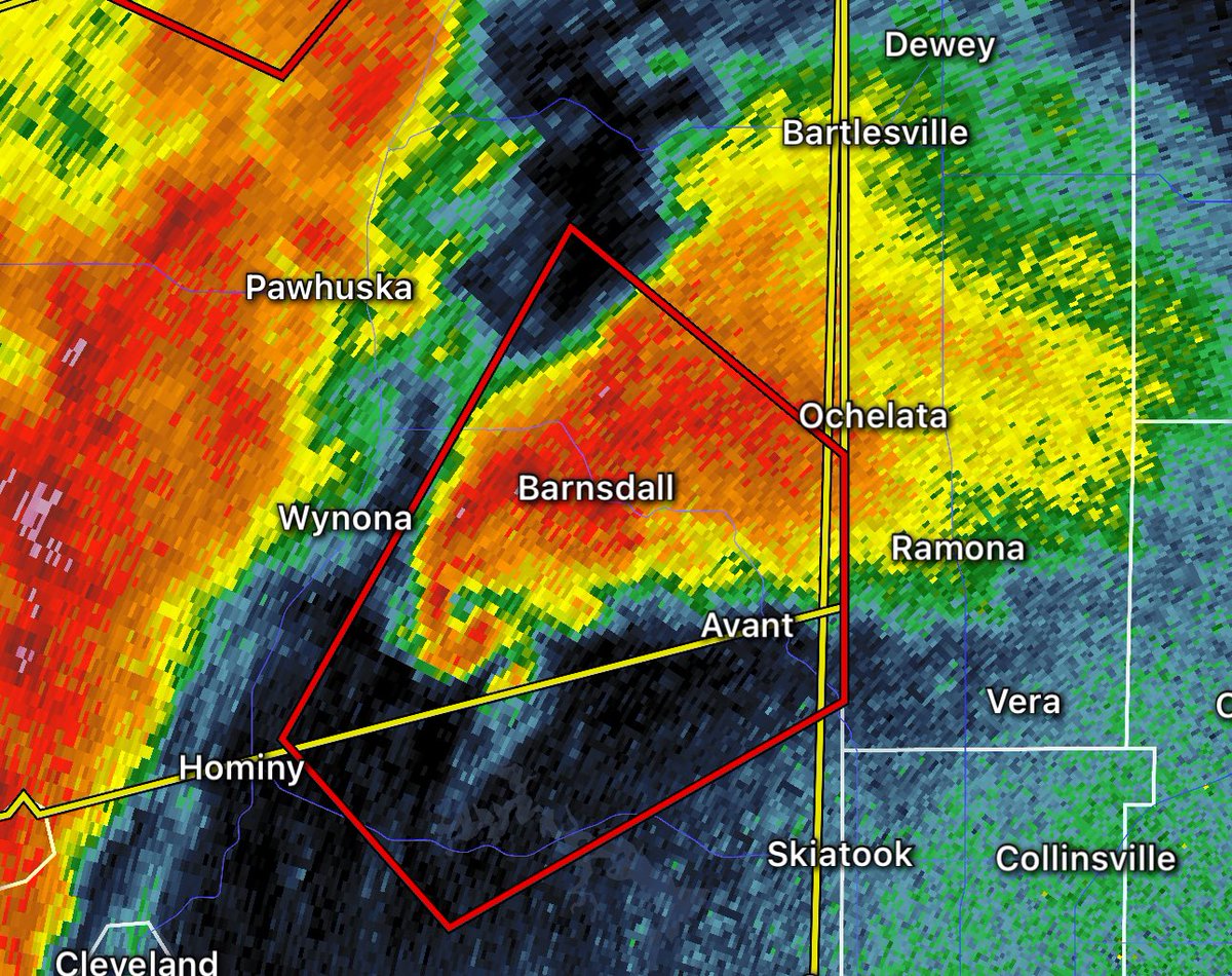 Significant tornado lofting debris high into the sky near Barnsdall, Oklahoma in Osage County. This is just north of the Tulsa, OK area.