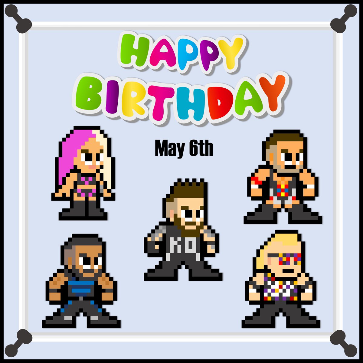 Happy Birthday to @imkingkota @fightowensfight @coltcabana @brianknobs @tangaloanjpw #wwe #wwf #wcw #aew #roh #tna #ecw #nwa #wrestling #wrestlers #superstars #wweraw #wwesmackdown #dynamite #collision #rampage #pixelart #8bitart #stickers #decals #vinyldecals #keyrings