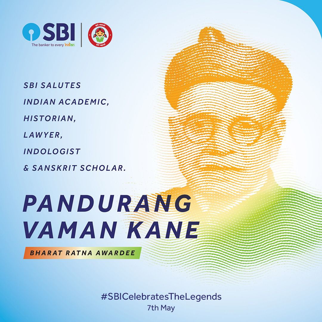 On his birth anniversary today, SBI pays tribute to Bharat Ratna Awardee Pandurang Vaman Kane for his distinguished contributions in the field of academics. We salute the legend for his eminence as a Lawyer, Historian, Indologist and a renowned Sanskrit Scholar. #SBI
