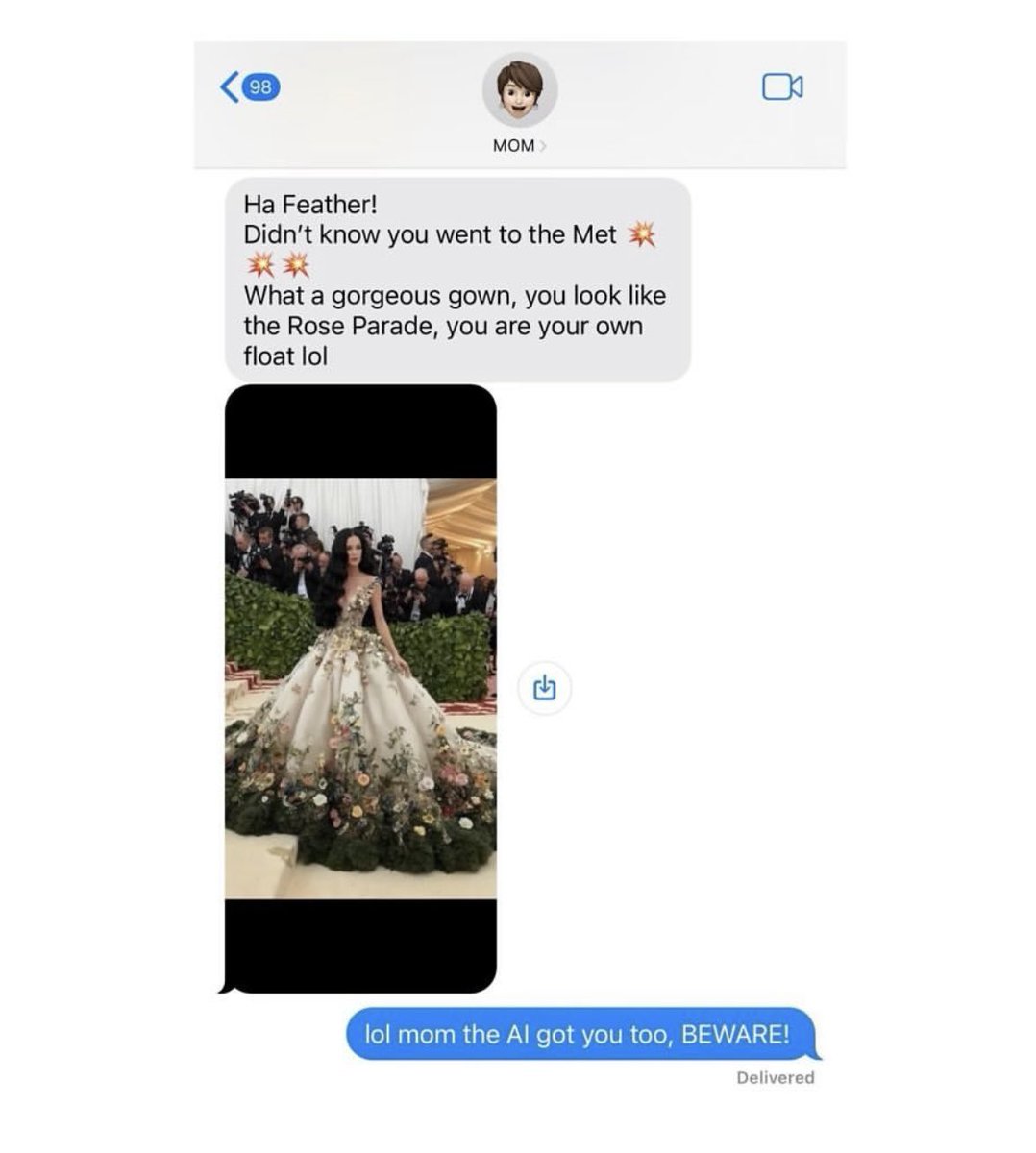 Katy Perry reveals her mom fell for an AI photo of her at the #MetGala.