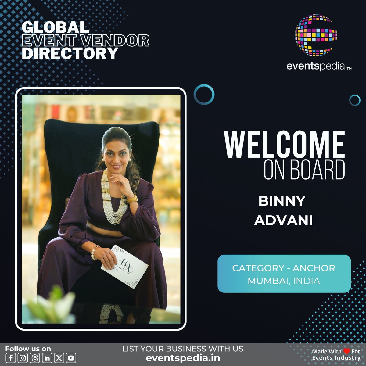 Binny Advani is a seasoned Emcee & Presenter with over two decades of experience in TV, radio, and web hosting. She excels as a captivating emcee for corporate events & weddings

Click here: eventspedia.in/listing/emcee-…

#binnyadvani #emcee #anchor #mumbai #bestemcee #eventspediaindia