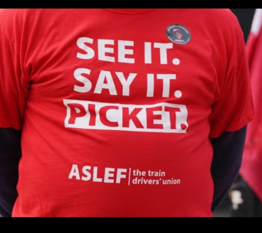 Solidarity with all our @ASLEFunion members taking action today 22 months on, no pay rise for half a decade and defending working agreements #theydidntaskforthis