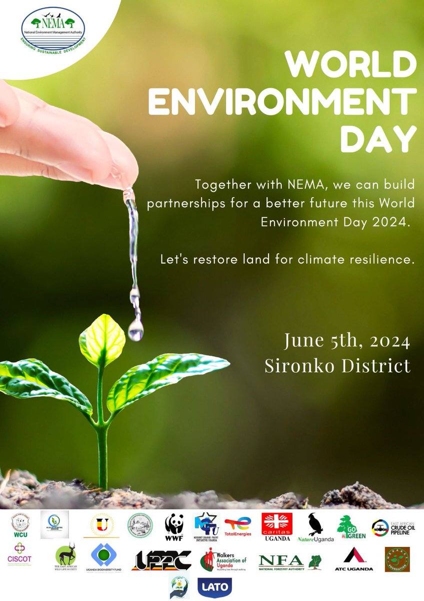 Join us on 5th June, 2024 for World Environment Day! This year's national theme is about land restoration for climate resilience. Let's work together to protect our planet and ensure a sustainable future for all! #WED2024 #LandRestoration #ClimateResilience #DroughtResilience
