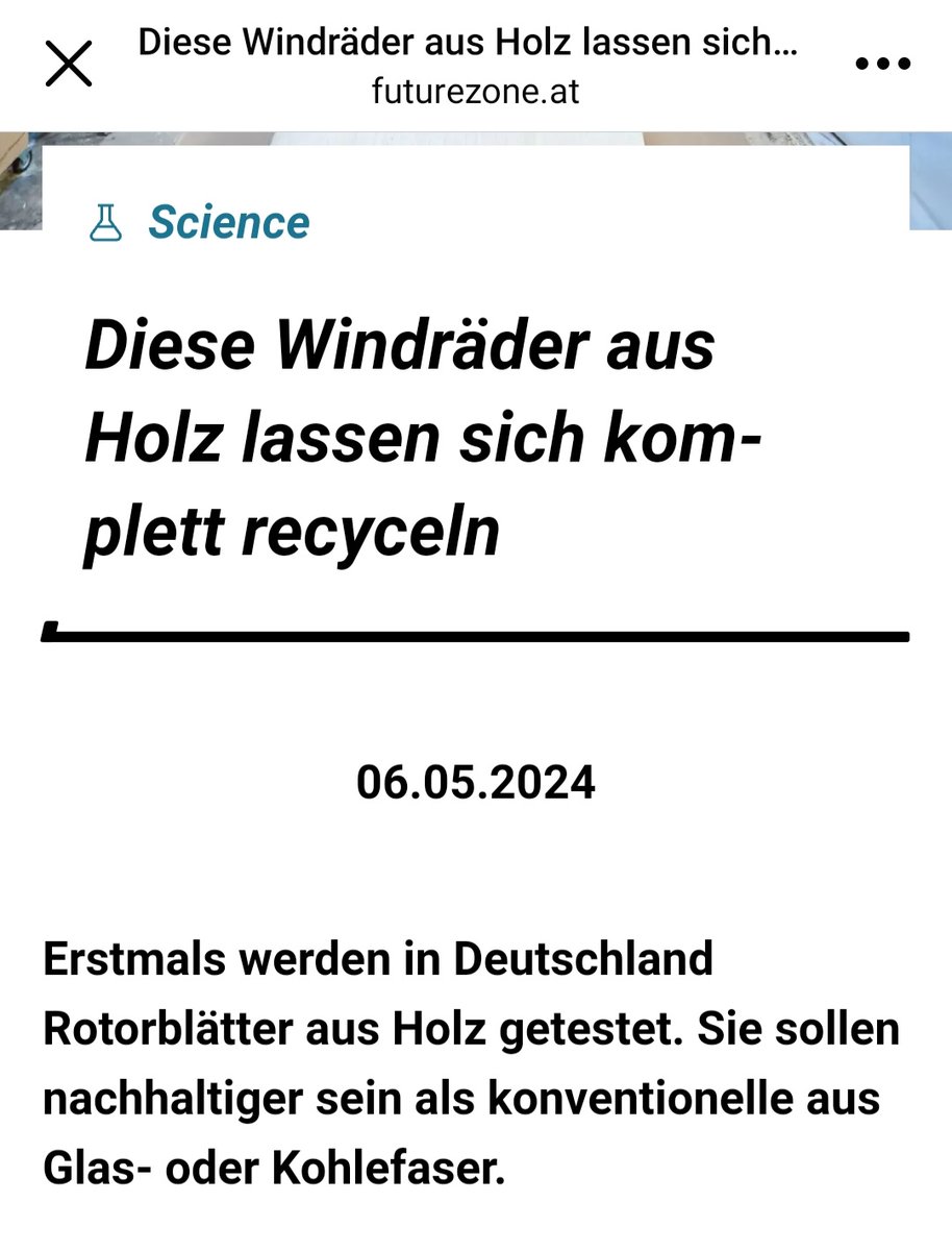 Na, wenn das nicht absolut nachhaltig, umwelt- u klimafreundlich ist: Erst zerstören wir durch Rodung u Versiegelung die Natur, um dann aus den gefällten Bäumen WKAs zu basteln, die ansonsten Co2 in Sauerstoff umgewandelt hätten. Grüne Logik ist so gewaltig schattig🤦‍♀️