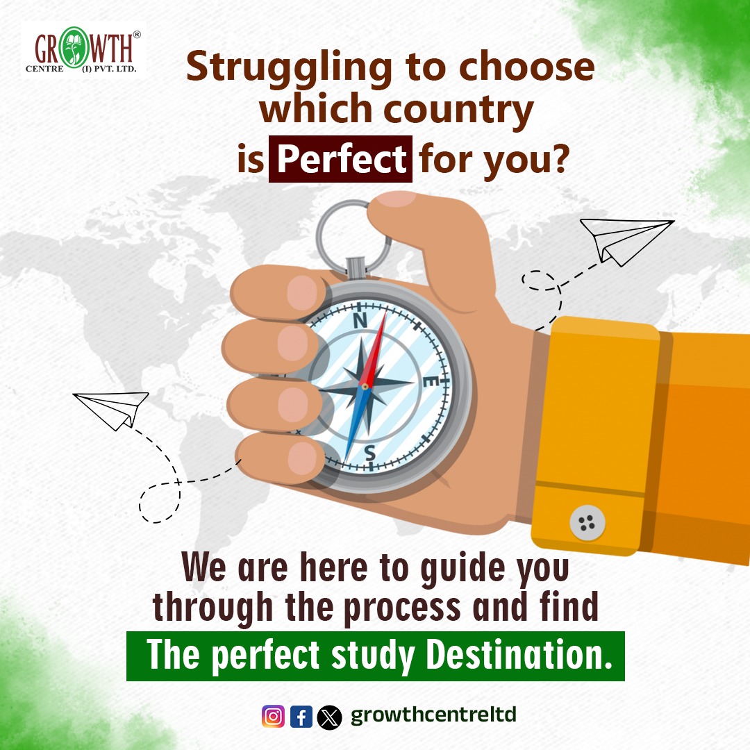 Confused about which country aligns with your aspirations? Let Growth Centre lead you to the right choice! 🌐 🚀

#StudyAbroad #CareerPlanning #growthcentre #growthcentreservices #doyouknow #careergrowth #careerpath #Counselling