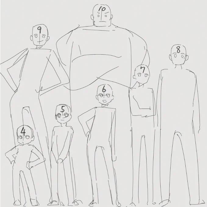 川田は頭身の差で身長差を表現することがよくある。 