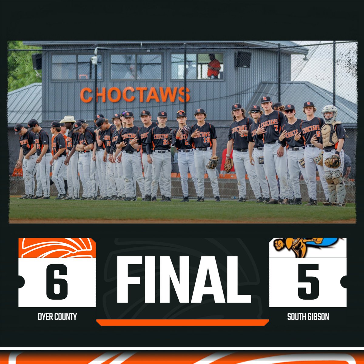 dyercosports's tweet photo. Baseball holds on and claims the 2024 District 13AAA Tournament Championship over South Gibson. #TRIBE4LIFE https://t.co/vyfaobh2Hk