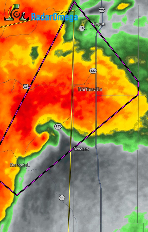 BREAKING: TORNADO EMERGENCY! BARTLESVILLE OKLAHOMA IS IN THE DIRECT PATH OF A CONFIRMED LARGE & DEVASTATING TORNADO. RADAR IS INDICATING A HUGE AREA OF DEBRIS IS BEING LIFTED INTO THE ATMOSPHERE! TAKE COVER NOW! ABANDON MOBILE HOMES! THIS IS A DEADLY TORNADO!