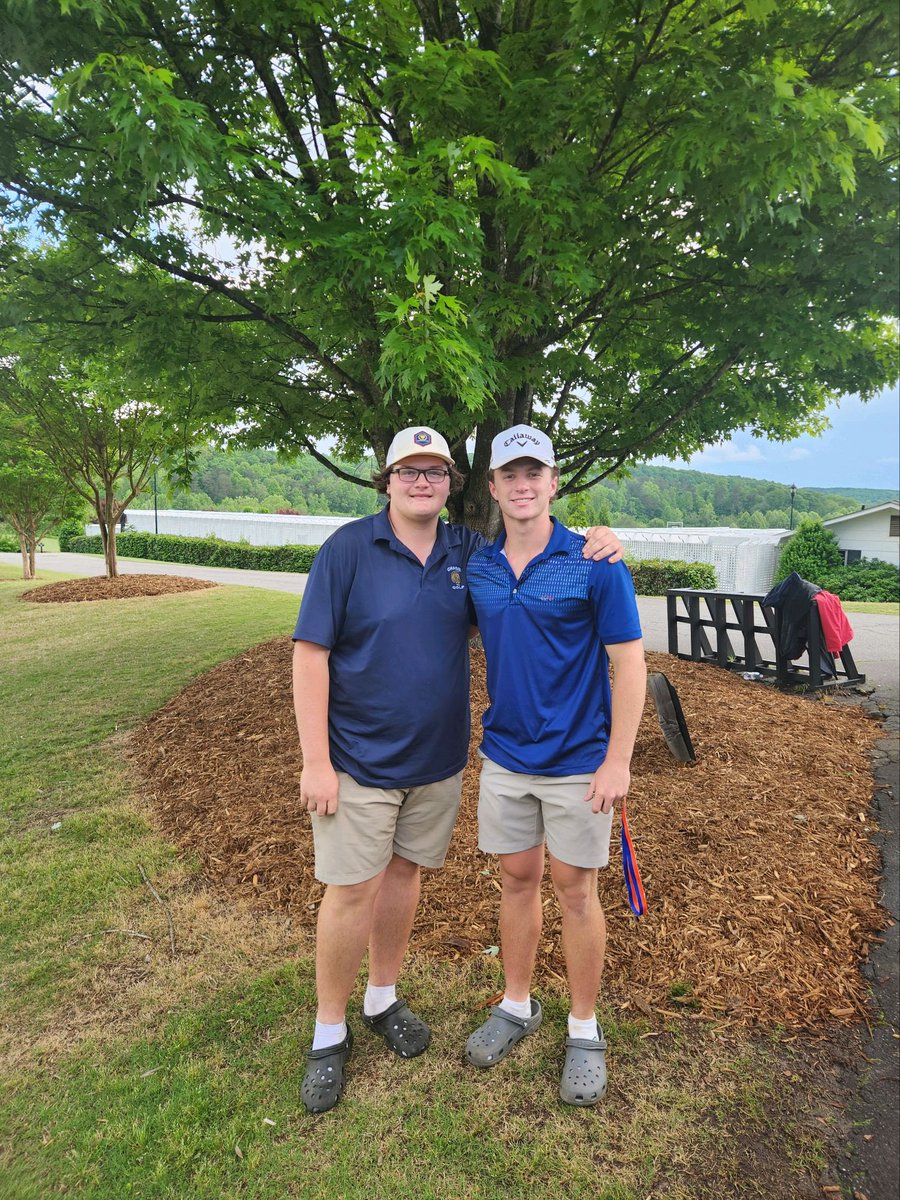 Congratulations to these two young men for advancing to the NCHSAA 2A Golf State Championship.  Brock Reid 2A West Regional Runner Up and Garrett Pinkerton State Qualifier. #GoldStandard