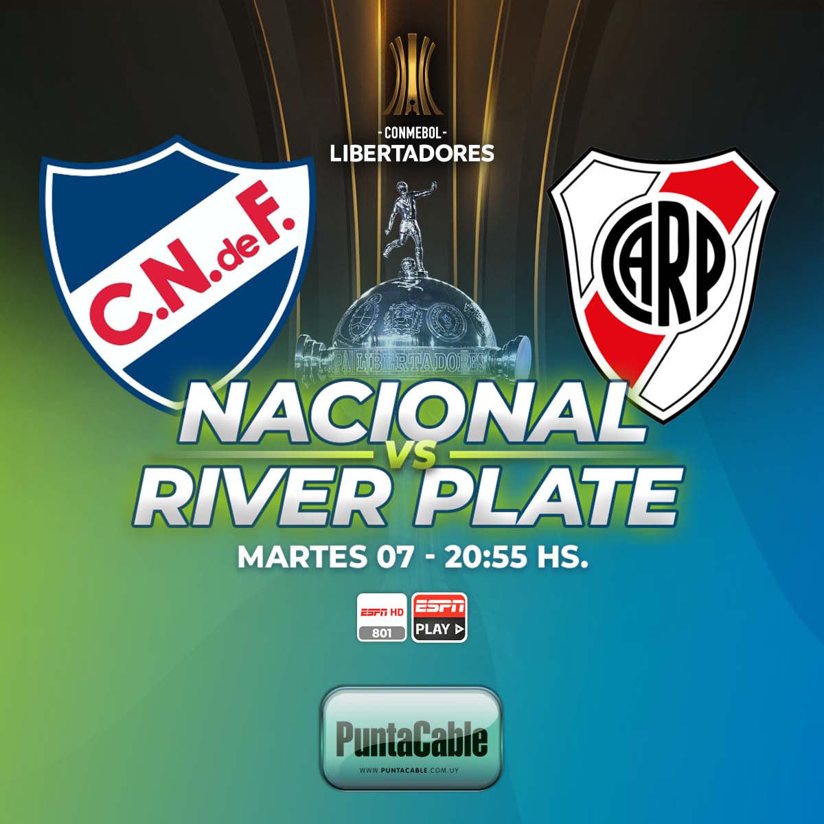 ⚽️¡Hoy martes, seguimos con CONMEBOL LIBERTADORES!
NACIONAL VS. RIVER PLATE
Lo disfrutamos por #PuntaCable a través de #ESPN e #ESPNPlay