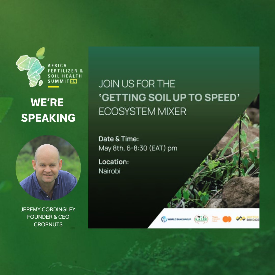 We're excited to be on the panel at the Africa Soil Health and Fertilizer Summit side event “Getting Soil Up To Speed”, focused on how to build public-private partnerships to bring quality soil information to policymakers, #fertilizer industry, and smallholder farmers at scale.