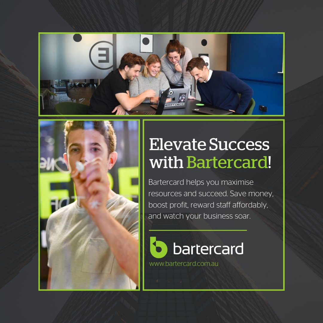 Save money, increase profits, and inspire your team without overspending. Take your business to the next level with Bartercard's intelligent solutions.

bartercard.com.au

#Bartercard #SmartGrowth #Business