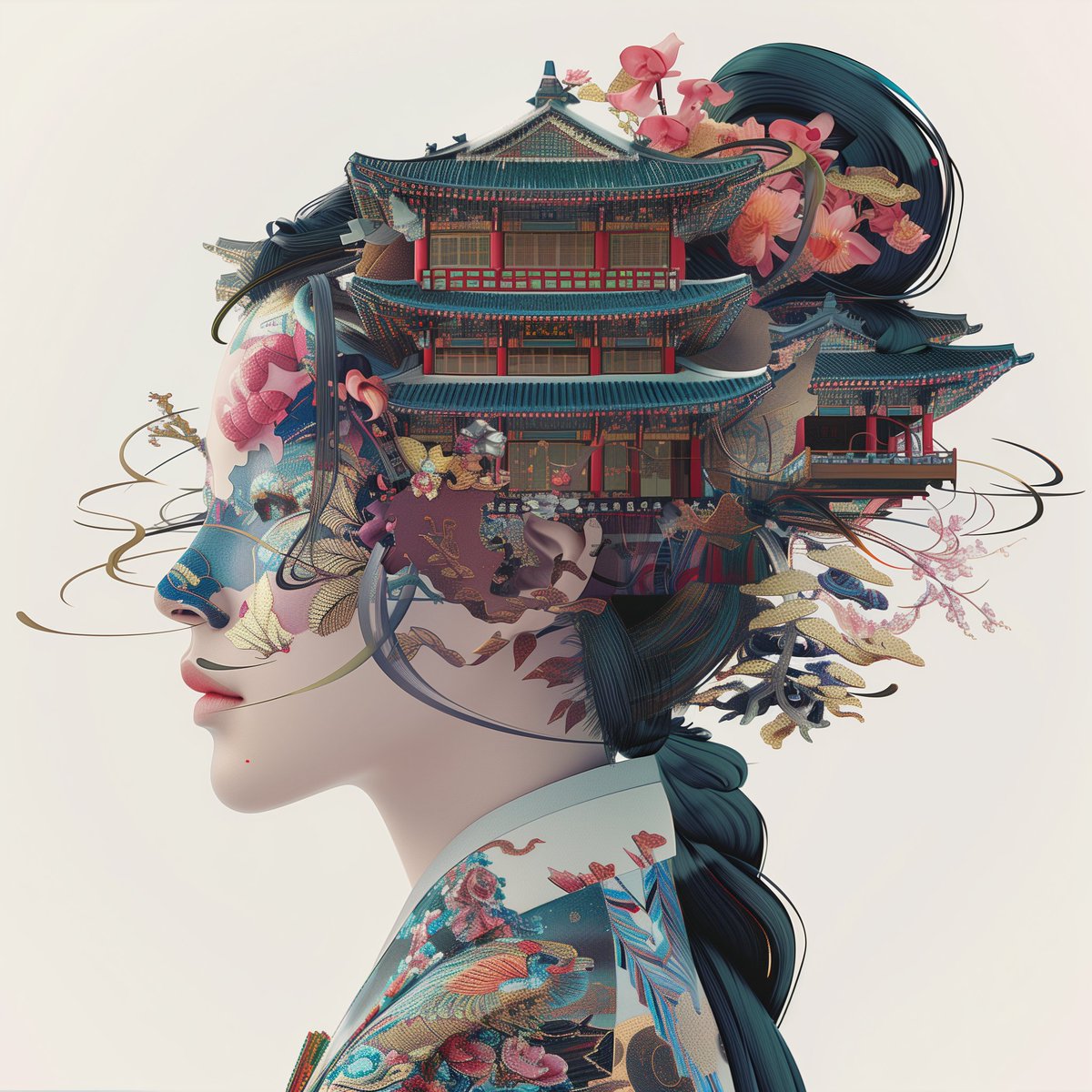 ARTIST_JYH's tweet photo. 개화미인도, 開花美人圖, Picture of beautiful woman with blooming flowers #DigitalArt #NFT #MediaArt #curious #mutant #surreal #mysterious #Hybrid #NFTArt #criptopunks #nftcollection #Korea #Architecture #cyborg #woman #portrait #미인도 #사이보그 #미디어아트 #Flower #꽃 #개화 https://t.co/bI9bwMz95w