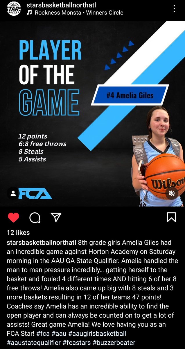 Amelia's always been gritty and tough, but this spring, she has been working hard on looking to score, handling, and quickness on defense. She's had some good success and is continuing to grow and develop.