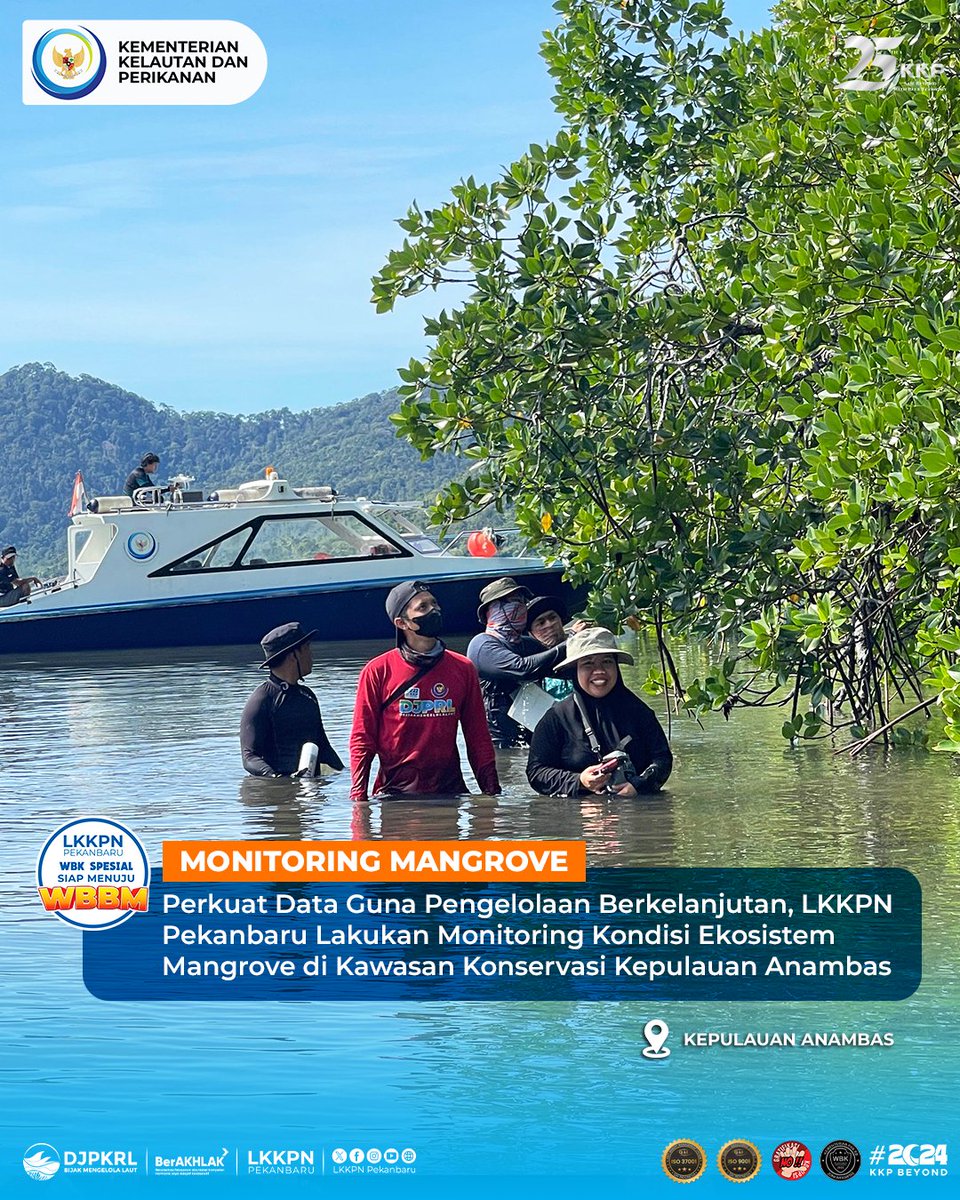 lokapkpekanbaru's tweet photo. #SahabatBahari, untuk memperkuat Data Guna Pengelolaan Berkelanjutan, LKKPN Pekanbaru lakukan Monitoring Kondisi Ekosistem Mangrove di Kawasan Konservasi Kepulauan Anambas.
#SaktiWahyuTrenggono #KKPBEYOND #KKPgoid #BulanCintaLaut #DJPRL #BijakMengelolaLaut https://t.co/xNI81wIi3D