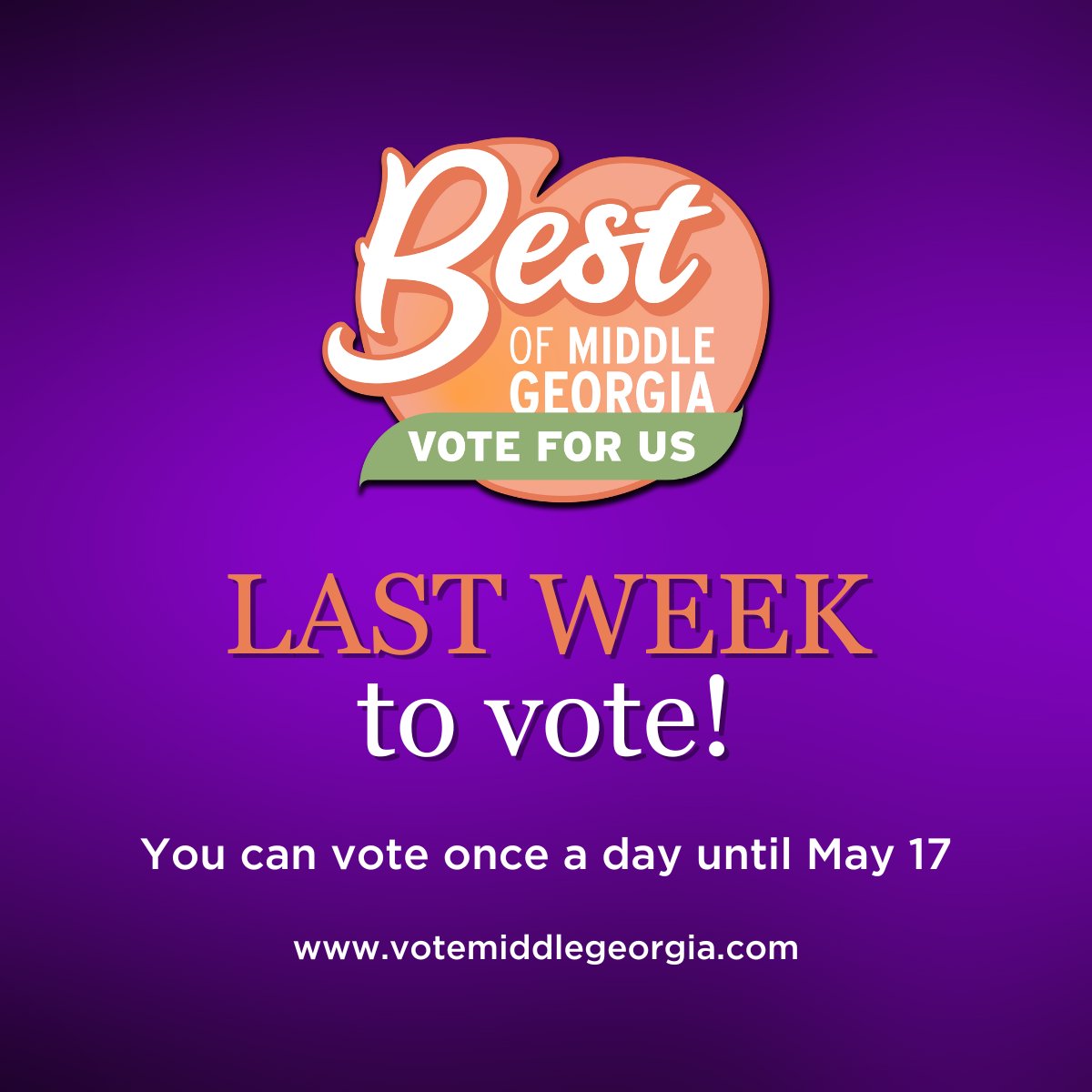 Last week to vote for Best of Middle Georgia!

Please visit votemiddlegeorgia.com and vote for Dr. Jeremiah McClure AND MCC Internal Medicine. MCC thanks everyone so much!

Voting runs though May 17th and you can vote once a day!

#BestofMiddleGeorgia