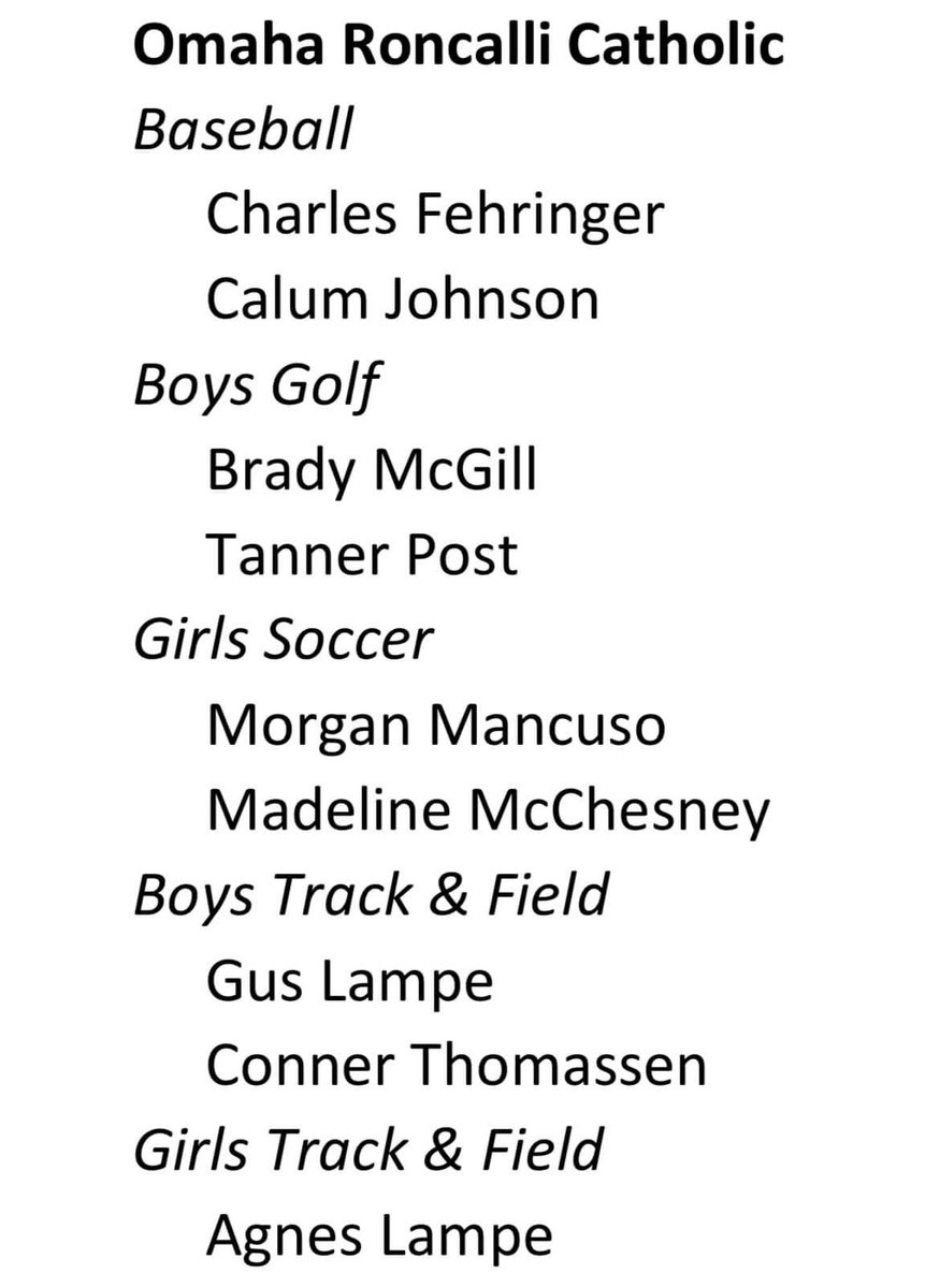 Congratulations to our student athletes for being selected Nebraska Chiropractic Physicians Association Academic All-State Award recipients! Way to go, kids! 📚🦁 #RollPride