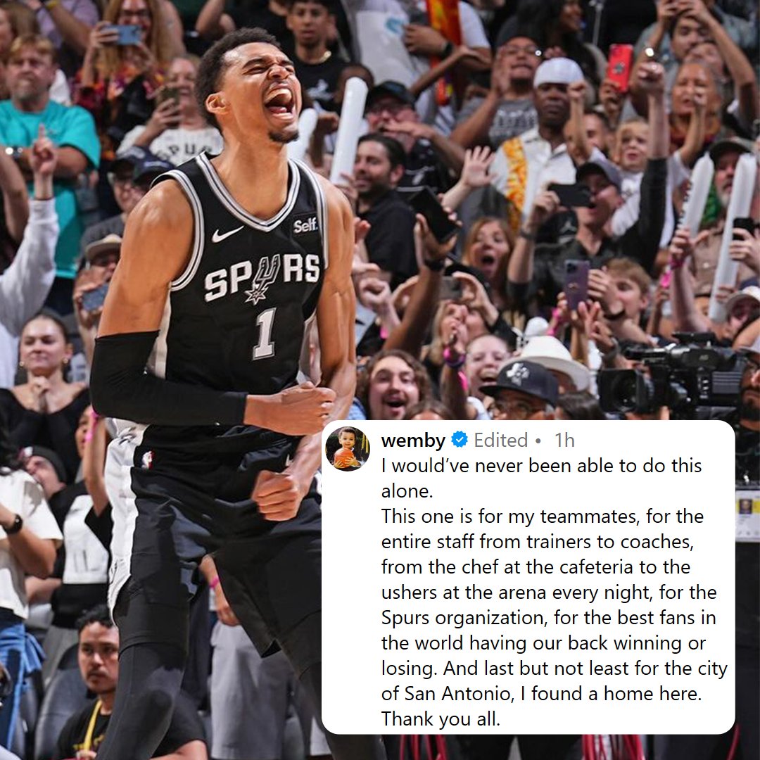WORTH THE WEMBY HYPE 👽

Victor Wembanyama extended his warm gratitude to his teammates, coaches, and the whole San Antonio Spurs organization after winning the 2023-24 #NBA Rookie of the Year award. 

#EverythingCounts #NBAPlayoffs #EveryonesGame

📸 Instagram | @wemby