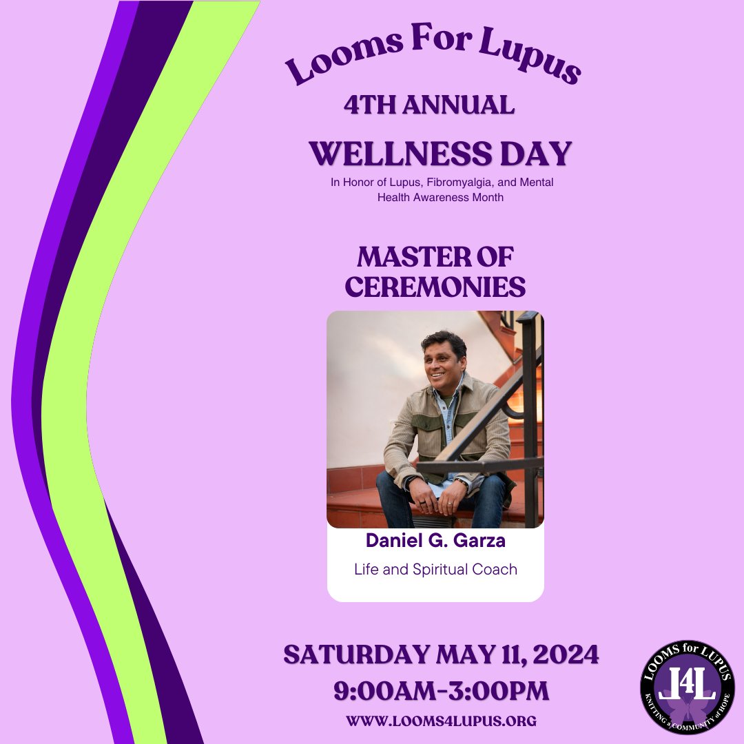 Special announcement!📢📢📢@iamdanielggarza will be the Master of Ceremonies for @Looms4Lupus 4th Annual Wellness Day! Join us for a day of wellness & empowerment! If you have lupus/overlapping conditions or supporting someone who is! Register Now➡️ bit.ly/L4LWellnessDay…