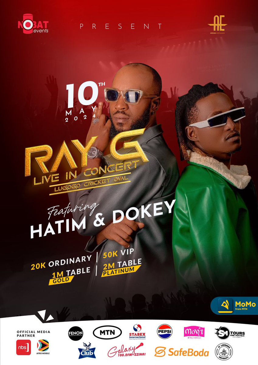 Ready to dance the night away at the @Ray_G_official Concert this Friday? We're ready to drive you to Lugogo Cricket Oval and back home😎 #RayGLiveInConcert