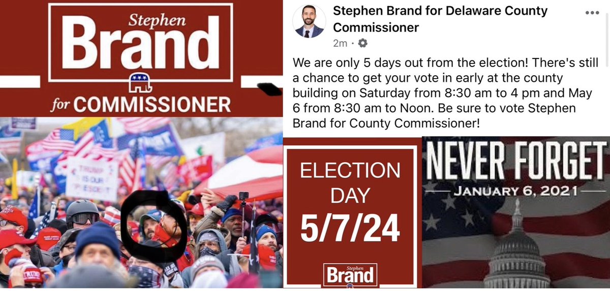 Stephen Brand wants to remind you to vote on 5/7/24. Keep this date in mind when you vote-1/6/21. Brand was at the insurrection is what  you need to remember. He is here in the crowd of insurrectionist. #StephenBrand #MuncieMAGA #NeverForgetJanuary6th #Muncie #Indiana #StopMAGA
