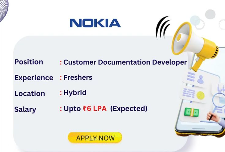 Nokia Freshers Recruitment Alert!

Job Role: Customer Documentation Developer

Education: Graduate / Post-Graduate degree in Engineering or Science or Technical Writing

Job Location: Bangalore

Apply Here: bit.ly/nokia-fresher-…

#HiringFreshers #Recruitment2024 #jobs #