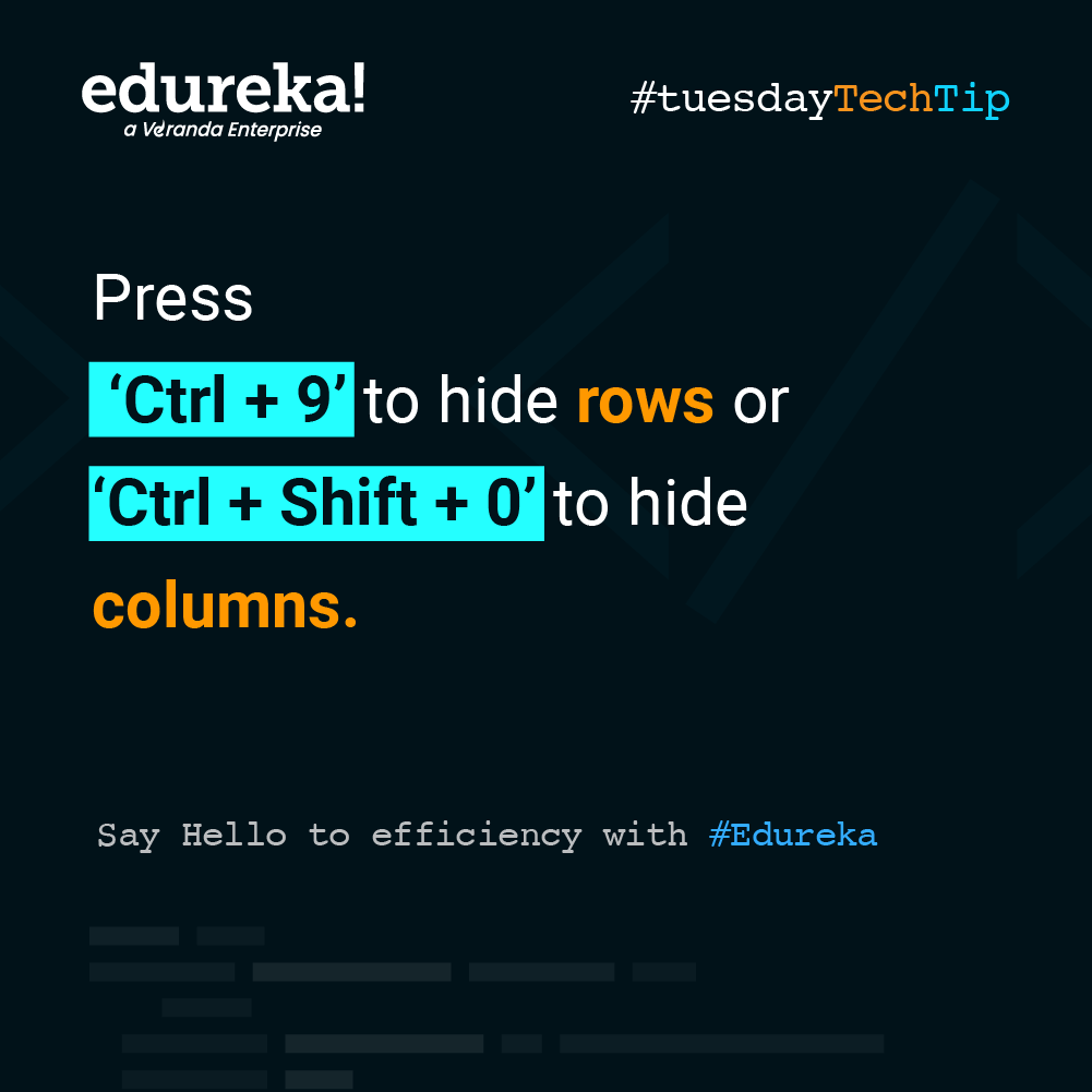 Here are some handy tricks to make working with data even faster!
:
:
#Edureka #RidiculouslyCommitted #TeamEdureka #LearnWithEdureka #Upskilling #Onlinelearning #Onlinecertification #TechTuesday #ProgrammersLife #CodingJourney #QuickTipsForCoding