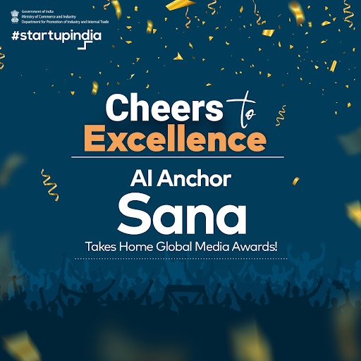 AI Anchor Sana wins the World's Most Prestigious Global Media Award at INMA Global Media Awards in London! Redefining media with innovation and storytelling. Celebrate with us! #AIInnovation #AI #AIRevolution #StartupIndia #DPIIT