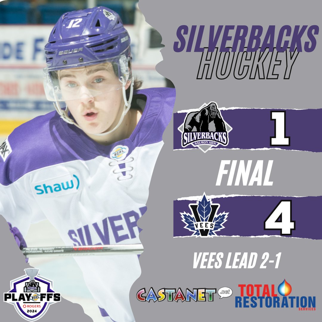 Silverbacks fall 4-1 to the Penticton Vees in Game 3. Cole Cooksey found the back of the net. Game 4 is Wednesday, May 8th at 6:00 p.m. at the Shaw Centre.