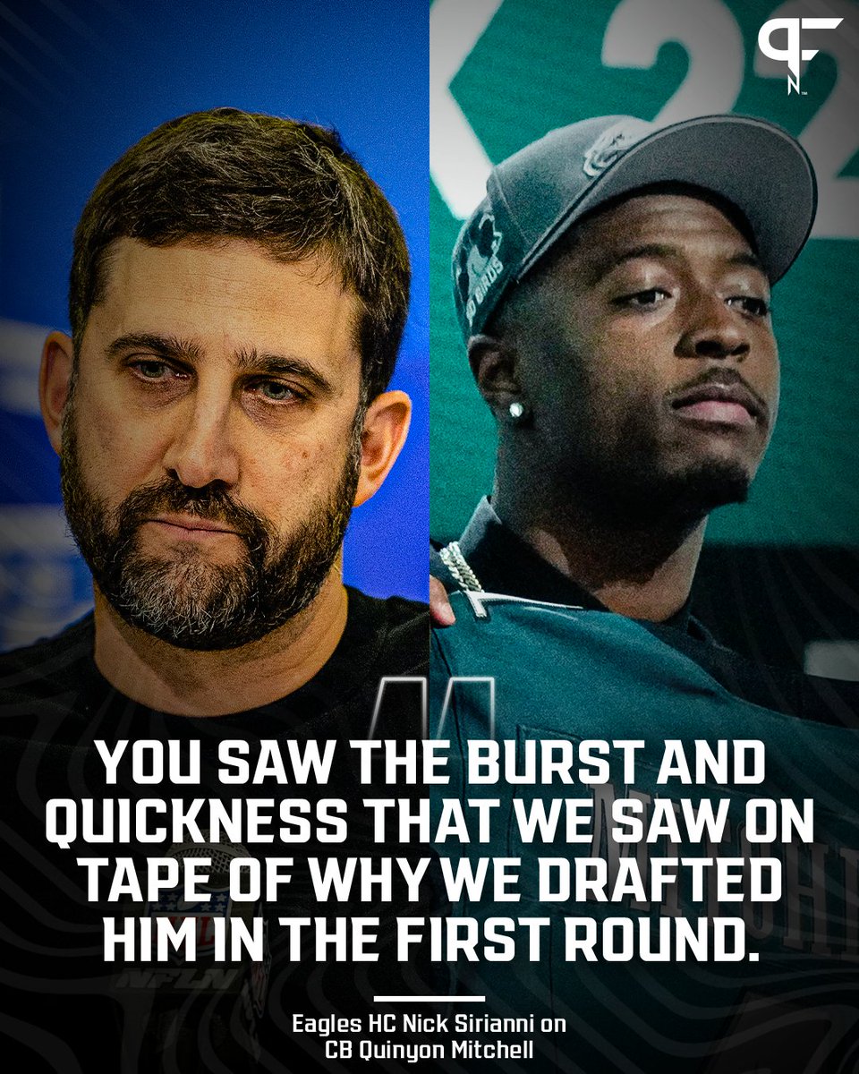 #Eagles HC Nick Sirianni had some praise for CB Quinyon Mitchell after his first practice with the team 👀