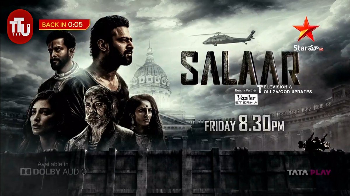 #Salaar television Premiere on this Friday at 8.30pn on StarMaa

#SalaarCeaseFire #Saalar2  #Kalki2898AD #Kalki #Prabhas 
#Kalki2898ADonJune27