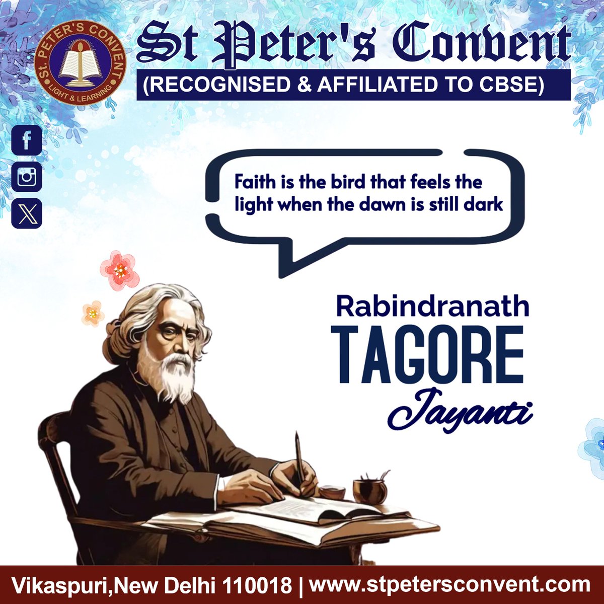 On this Rabindranath Tagore Jayanti, let us honor the memory of the visionary poet and philosopher whose words continue to resonate with the essence of India's cultural heritage.

#SPC #RabindranathTagore #RabindranathTagoreJayanti #remberance #poet #philosopher #artist