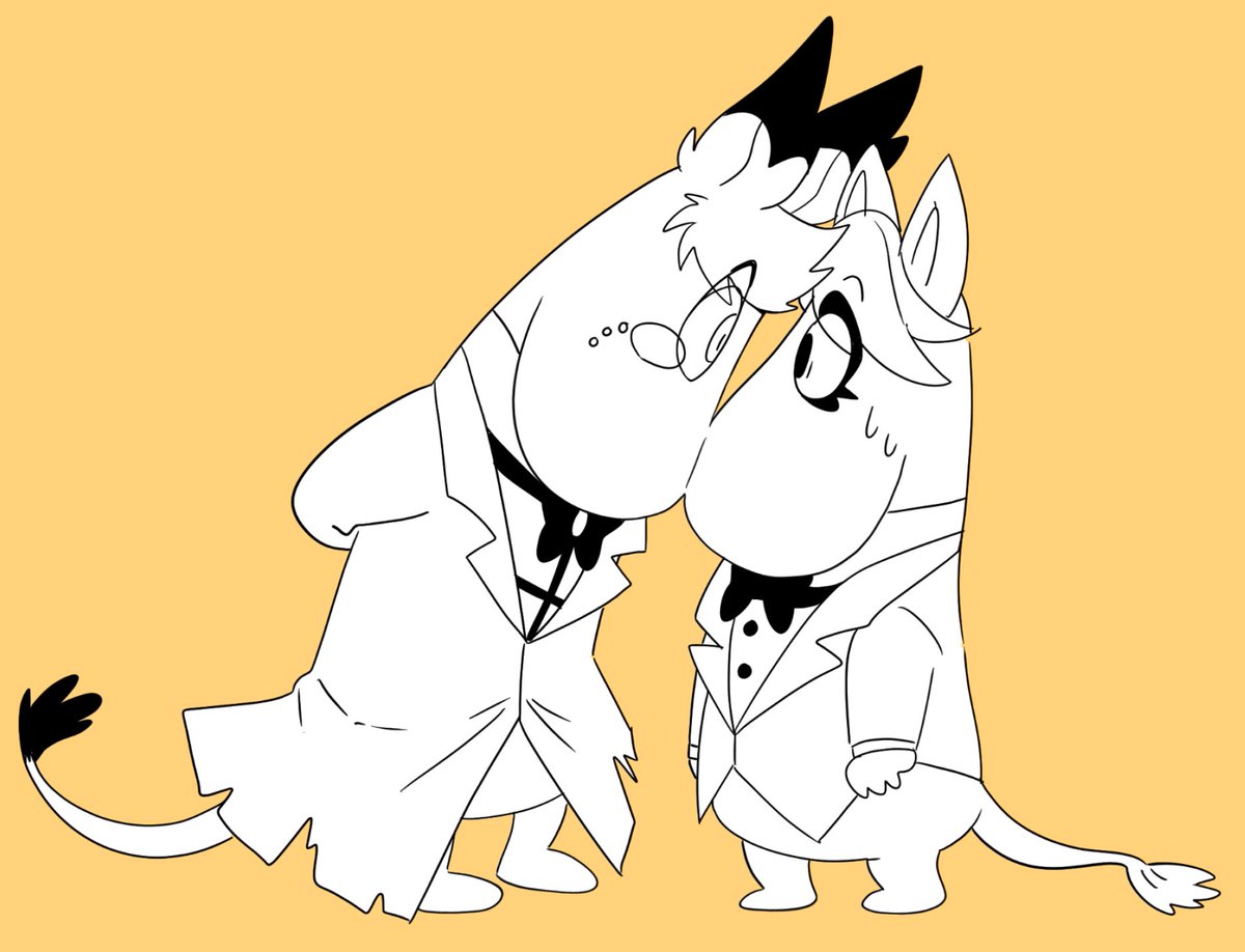 kofi request for charlastor as moomins which is maybe the funniest request i’ve gotten so far. drawing alastor without a mouth feels insane