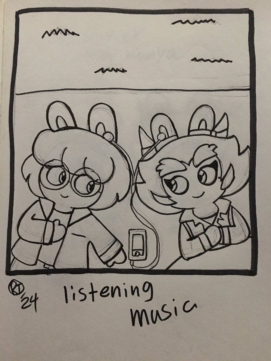 🎶 🌙
We listen music at night 

 Me (rabbid Sona) and Kanya

(Yeah I drew and listen music last night,) 
#mariorabbids #rabbidsona #kanya #drawing #sketch #inkpen #sketchbook