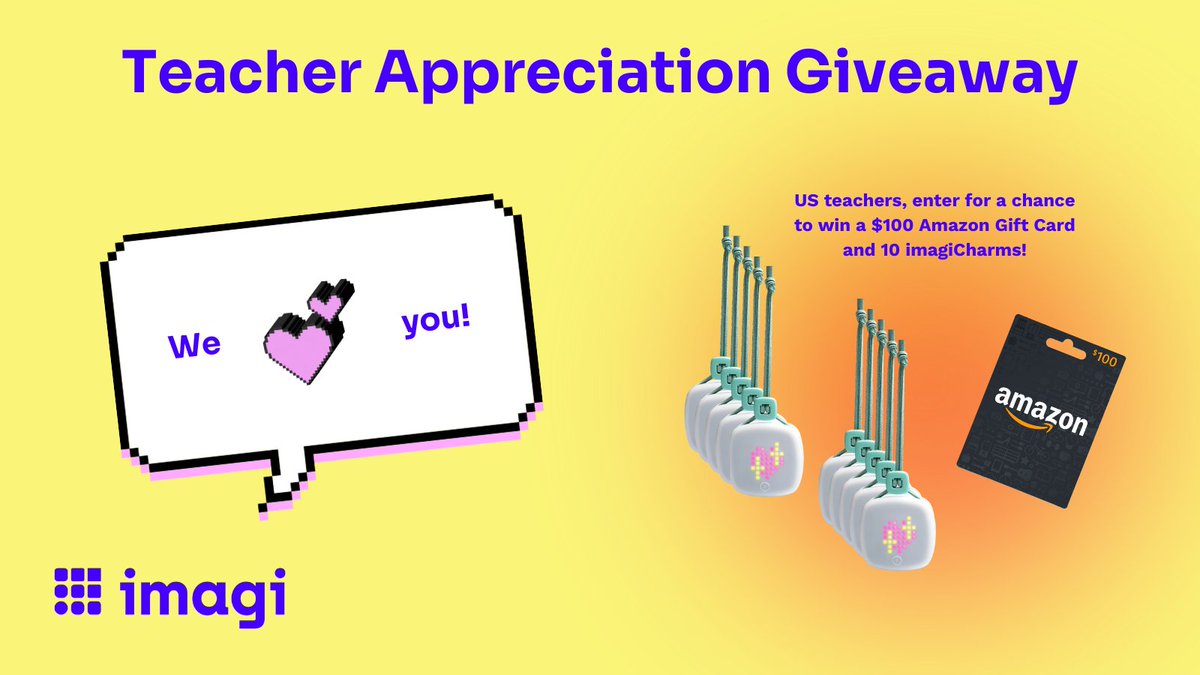 Happy #TeacherAppreciationWeek ❤️ To celebrate, we're giving away a $100 Amazon Gift Card and 10 imagiCharms to one lucky teacher! US Educators - Enter your details at the link below, follow us on X, and retweet this tweet! bit.ly/3JPgPu0 Ends May 11, 11:59 EDT