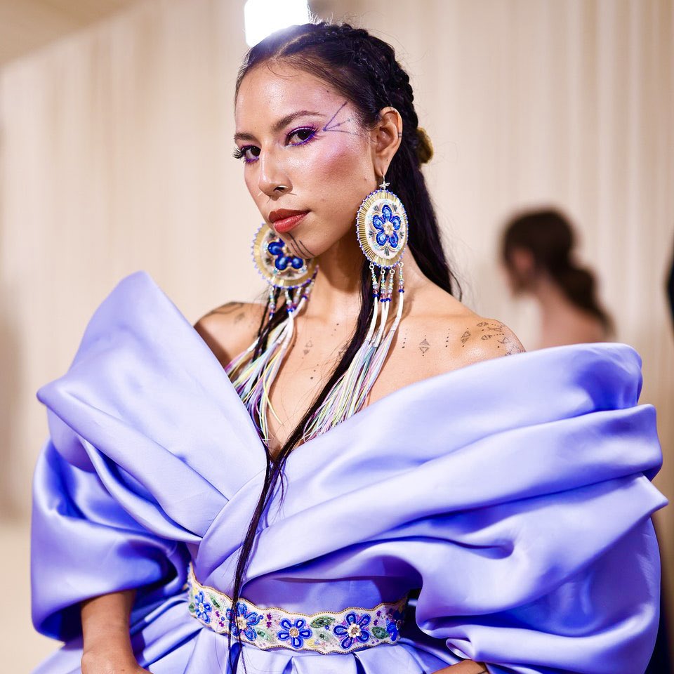 Indigenous super model Quannah Chasinghorse (Oglala Lakota/Hän Gwich'i) — at the Met Gala tonight.