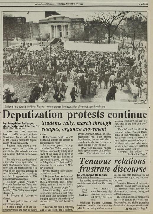 Self-indulgent nostalgia alert: 33 and a half years ago, I was among the Michigan students occupying 'the president's lawn' (he didn't actually live there) and running messages between the protesters sitting in at offices in two different administration buildings.