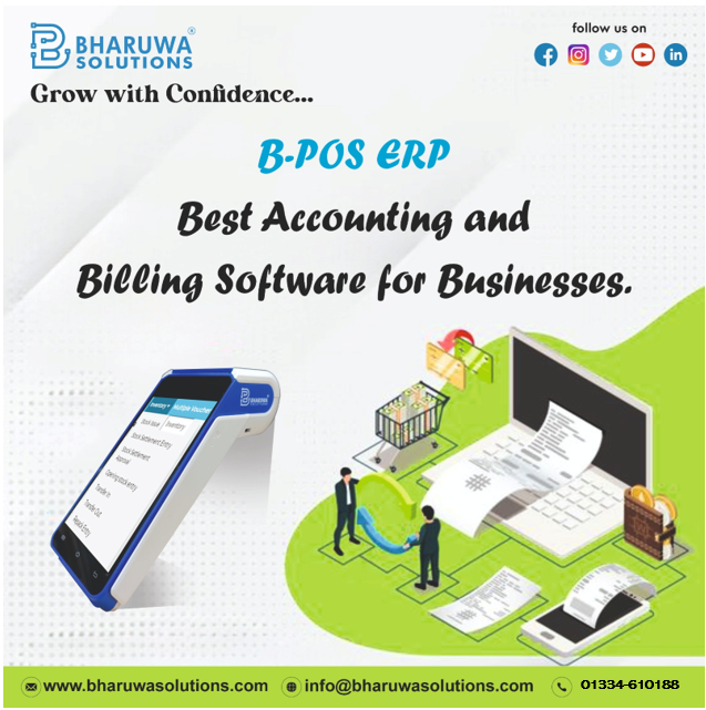 BharuwaS's tweet image. B-POS ERP Best Accounting &amp;amp; Billing Software.
Book a Demo @ 01334-610188, info@bharuwasolutions.com
#BharuwaSolutions #BPOS #BPOSERP #Accounting #Accounting #Billing #Inventory #ManageBusinessProcess #ExpandBusiness #CloudBackup #SimplifyBusiness #CloudBasedSoftware #Software