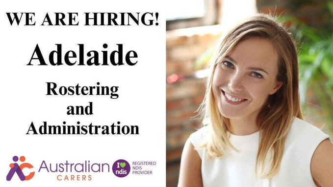 We are Hiring Adelaide Rostering and Administration #NDIS #ndisregisteredprovider #ndisserviceprovider #adelaide #southaustralia #australian #positions #nowhiring #jobsearch #jobsearching australiancarers.com.au/job/adelaide-r…