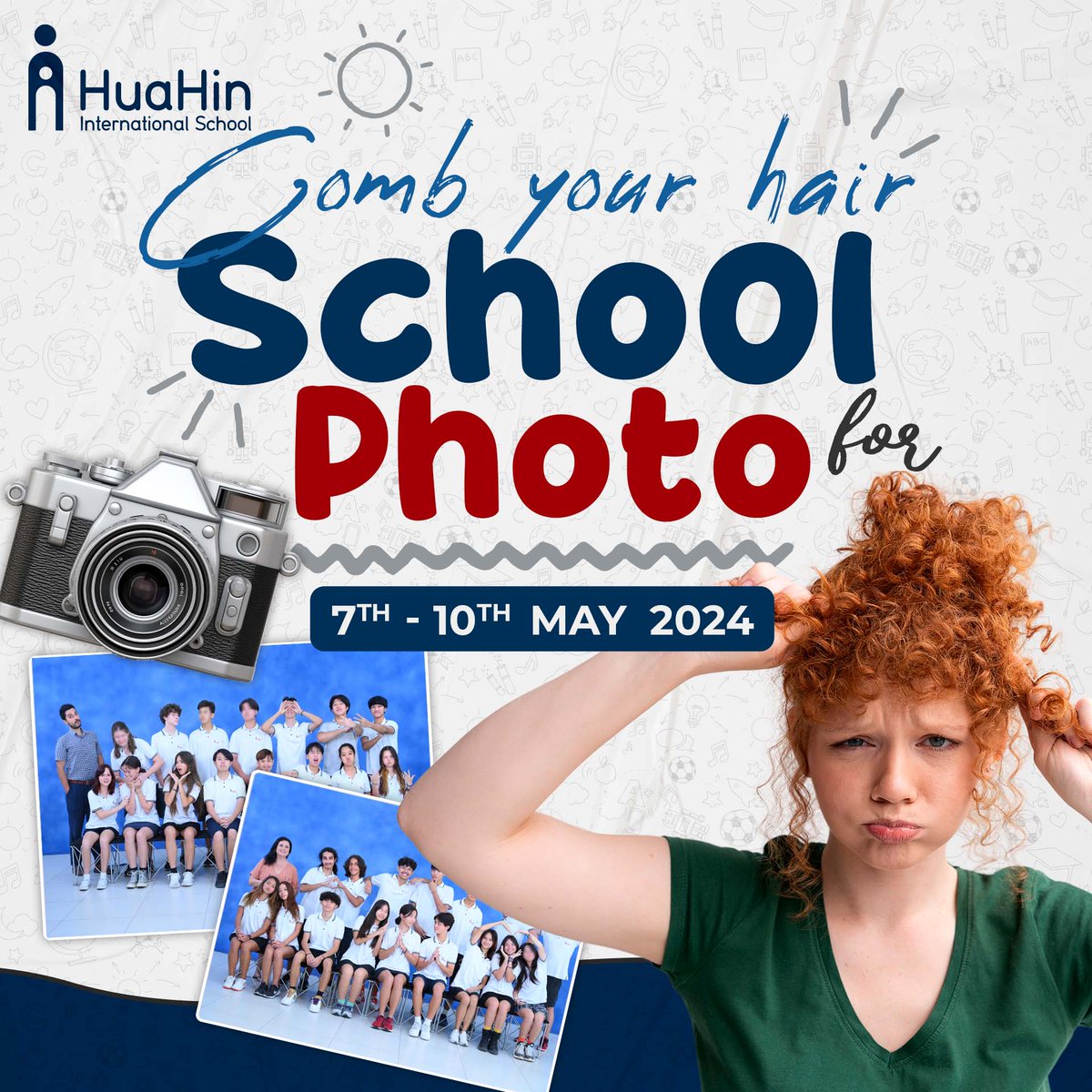Get ready to capture your best look! 📸✨ It's school photo days this week, so don't forget to comb your hair and put on your brightest smile! 😊

#schoolphotos  #earlyyears #kindergarten #primary #secondary #igcse #ib  #HuaHin #internationalschool #BlackMountain #edu