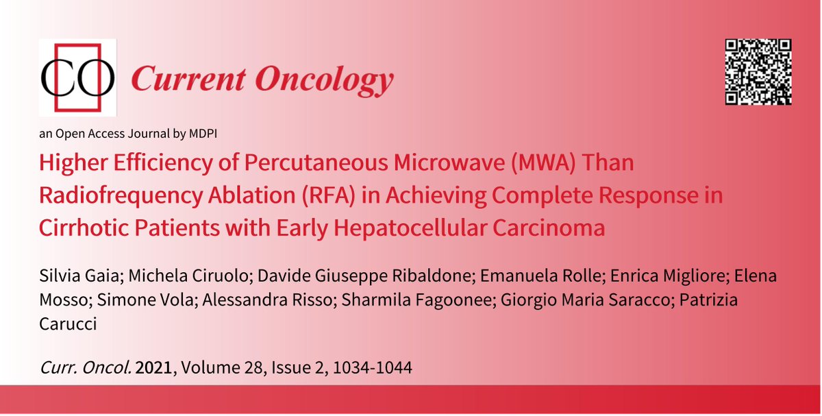 🔝 #HighlyCitedPaper Higher Efficiency of Percutaneous Microwave (MWA) Than Radiofrequency Ablation (RFA) in Achieving Complete Response in Cirrhotic Patients with Early Hepatocellular Carcinoma brnw.ch/21wJwAJ #microwaveablation #HCC #locoregionaltherapy