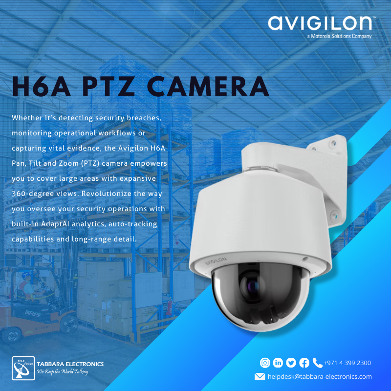 Avigilon H6A PTZ Camera offers commercial buildings advanced surveillance capabilities, including 360-degree coverage, high-definition video quality.

#TabbaraElectronics #avigilon #motorolasolutions #uae #middleeast #abudhabi
#نتصدر_المشهد