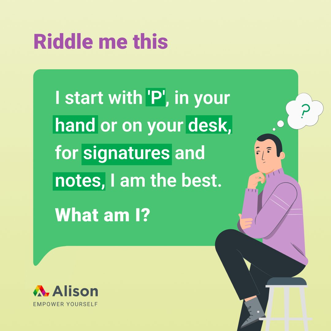 Can you solve this #English riddle? Ready, set, leave your guess in the comments! ✨ Enrol in our #FreeEnglishCourses and #LearnEnglishBetter - ow.ly/xGEa50Rx29a. #LearnEnglish #Riddles #EnglishQuiz #FreeOnlineCourses #Alison #EmpowerYourself