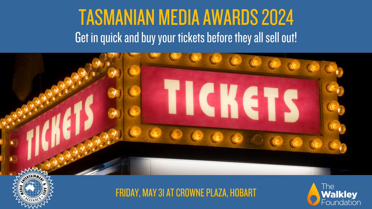 Tickets now on sale for 2024 Tasmanian Media Awards event in Hobart on May 31: meaa.io/Tas-Media (scroll to link below finalists' names) #MEAAmedia