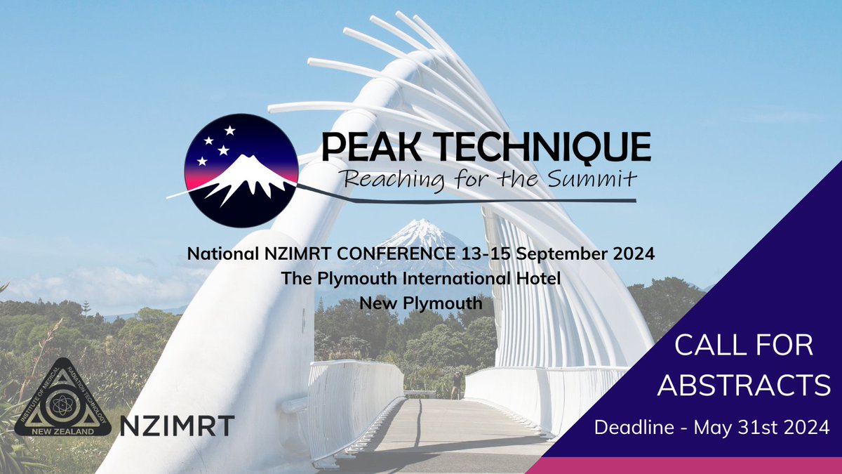 🙌Reminder - the call for abstracts for NZIMRT 2024 Conference is open! 🎉
Abstract submissions are invited for:
Oral presentations (including students)
Case race presentations 
Tiktok talks 
Posters 
For more info:
loom.ly/GZHB_vI