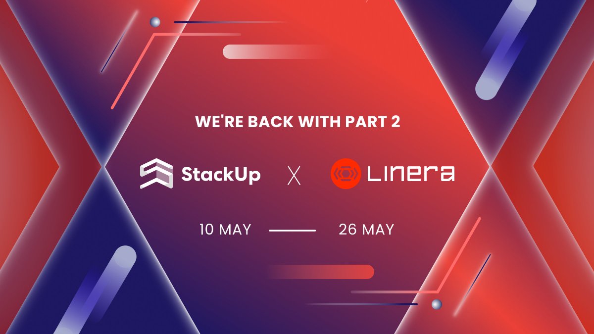 Missed our first campaign? Fret Not! We’re partnering with @linera_io for another Learn & Earn campaign, guiding you through more advanced concepts in building and deploying apps on #Linera! Stay tuned & (re)discover the power of #microchains! ⛓️ ➡️ go.stackup.dev/linera2-sutw