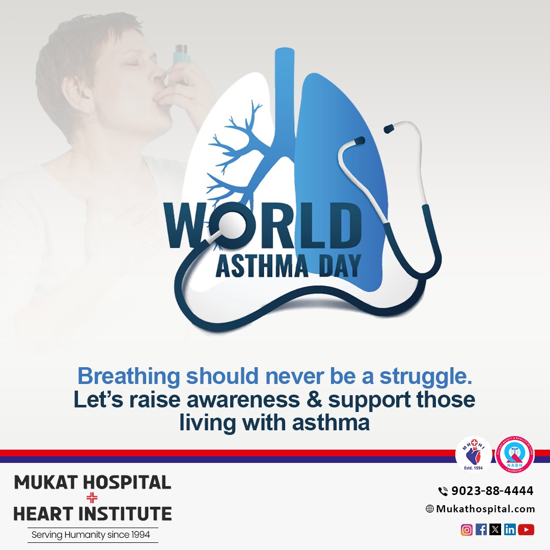 'Breathing should never be a struggle.
Let's raise awareness & support those living with asthma 👨‍⚕️🩺.'
--------------------------------

#worldasthmaday #asthmaday #asthmatreatment #breath #health #healthylifestyle #healthtips #chandigarh #chandigarhcity #mukathospital