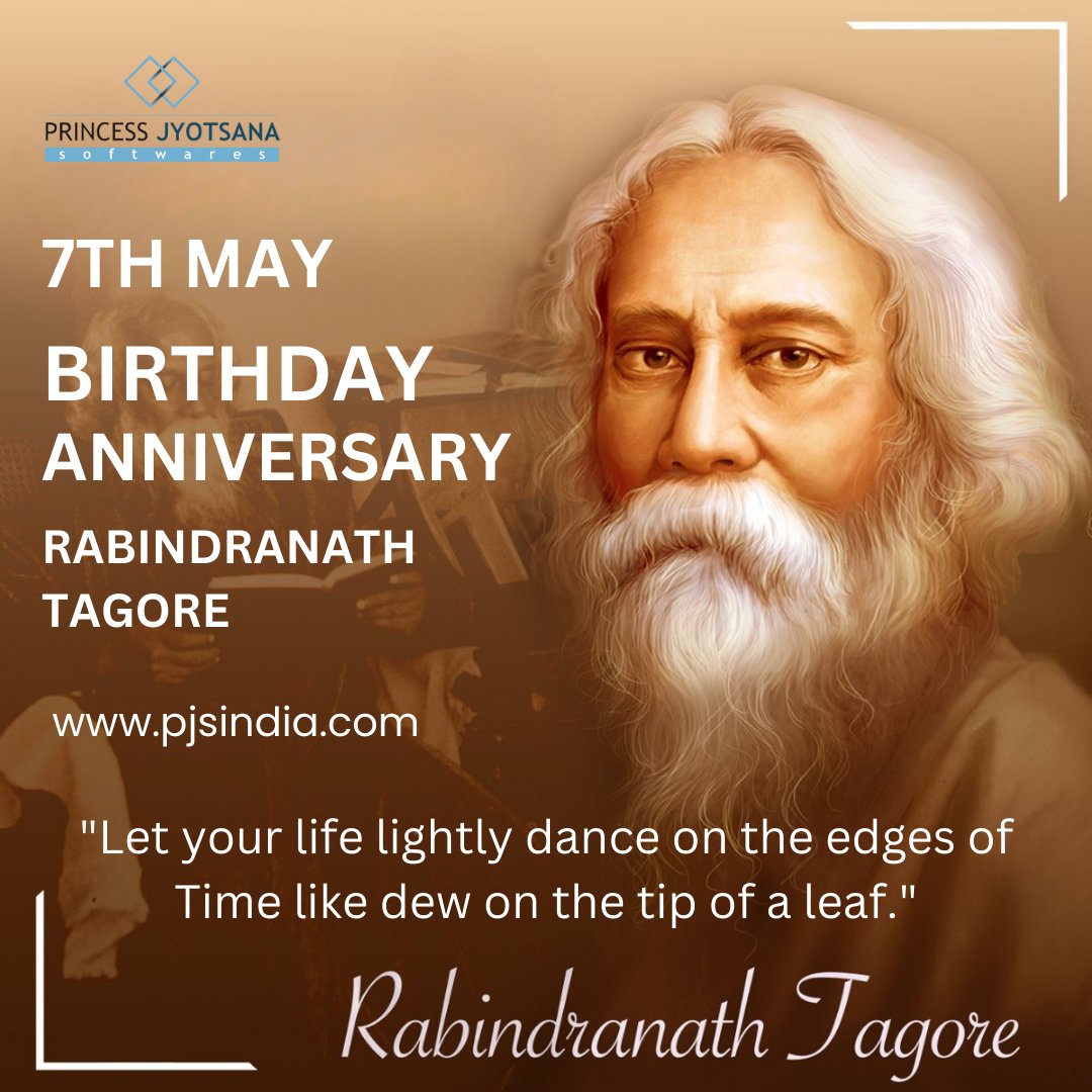 In honor of Nobel laureate Gurudev Rabindranath Tagore's birth anniversary, we pay homage to the composer of the National Anthem. His legacy as a poet, philosopher, artist, educationist, and novelist remains profound. #RabindranathTagore #NationalAnthem #Inspiration #pjsindia