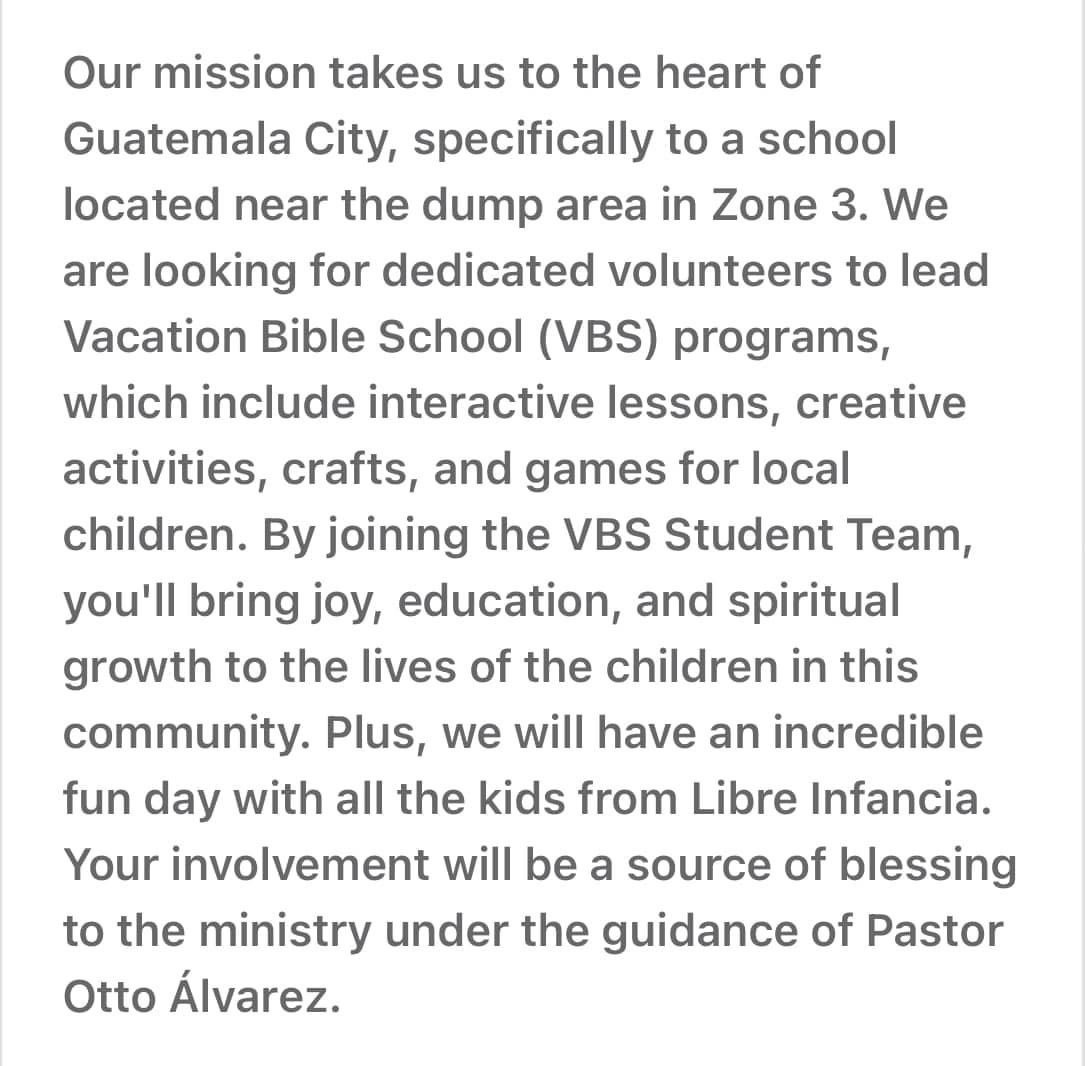 I am excited to join Lakepointe Church Students in Guatemala this July. I am asking for prayers for our team and those we have the privilege of connecting with while serving. If you feel led, I would love and appreciate any help funding this opportunity! fcsmnstry.io/p5o/tFClg9J8rW